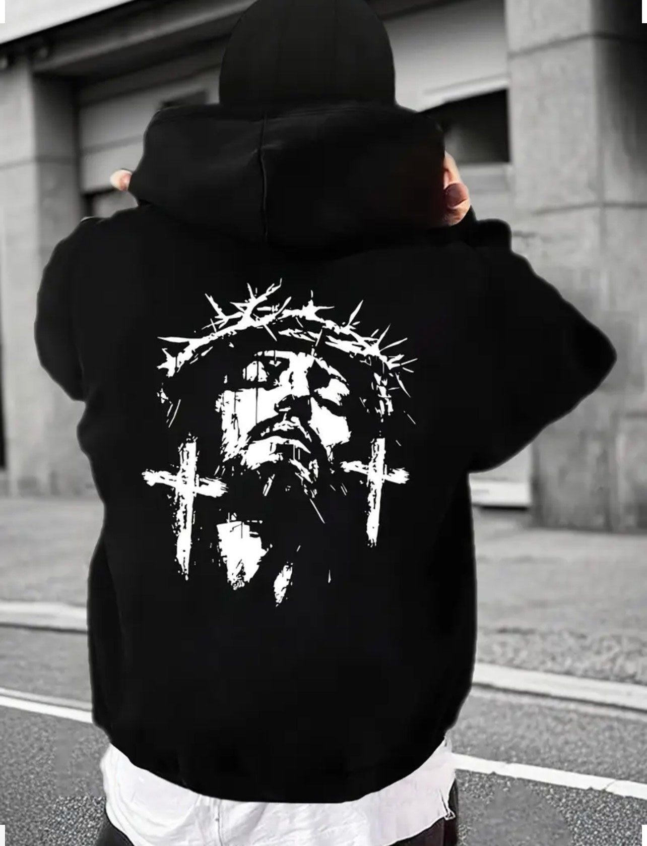 Sudadera oversieze negra / Diseño de cristo